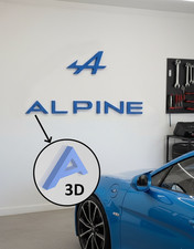 Logo ALPINE 3D Mural | Enseigne de Garage Décoration Voiture Sport | Lettres