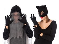 GANTS courts NOIR Accessoire Déguisement Femme Halloween Catwoman NEUF Pas cher 