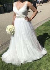 Robe de mariée blanche marque Démetrios taille 42 non retouché comme neuve 