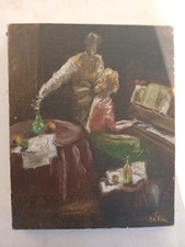Tableau Peinture Huile Sur Toile Femme Qui Joue Du Piano