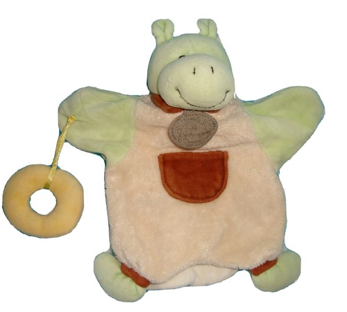 Doudou hippopotame vert - d, #