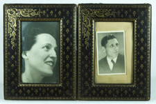 Ancien grand cadre photo cuir