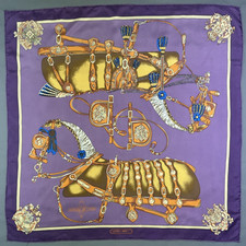 Authentique foulard vintage  Hermès " Harnais de Cours  "