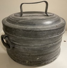 Récipient plat étain ancien - plat,