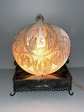 Veilleuse NACRE DE JERUSALEM COQUILLAGE SCULPTE XIXéme