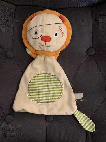 Doudou plat lion crème orange - plat,