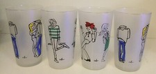4 VERRES GOBELETS DESSINS DE