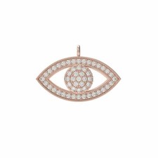 14K or Rose Evil Eve Breloque Pendentif Naturel Diamant Pavé Anniversaire Bijoux