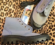 PALLADIUM MEN FRENCH MILITARY SNEAKERS BOOTS~BLUE CANVAS/BLACK~UNUSED VINTAGE~6