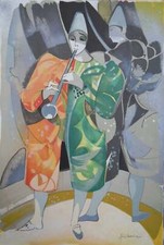 Camille HILAIRE : Le joueur de flûte, Lithographie originale signée