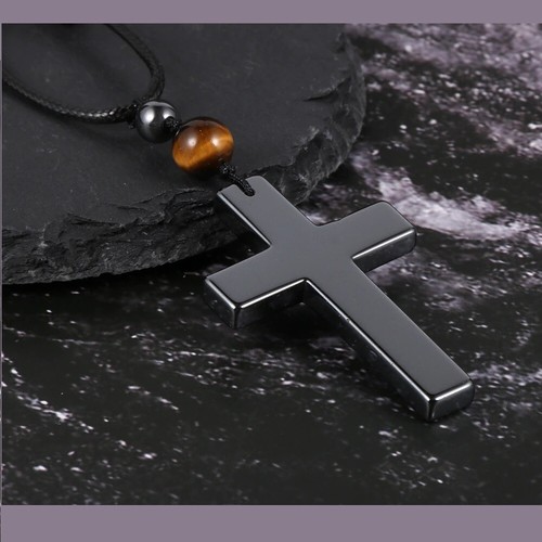 Pendentif croix hématite - pendentif,