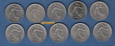 G Lot de 10 pièces de 1 Franc Semeuse TB à SUP - Vème République, 1959-