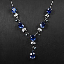 Colliers classiques en argent sterling 925 saphir bleu royal 29,50 carats...