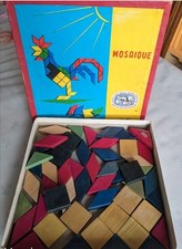 Ancien Jeu de construction ~ 1960 Mosaïque Bois Jura