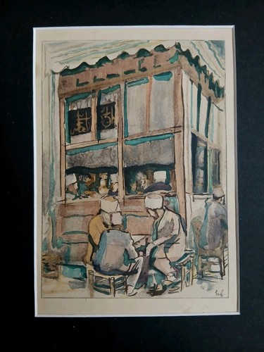 Aquarelle orientaliste scène - aquarelle, orientaliste,scène