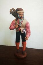 Ancien Santon De Provence Signé S. PEIRANO Vieil Homme Vêtu Fagot Bois H. 26 cm
