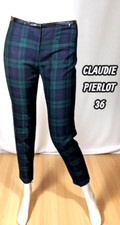 Claudie Pierlot Taille 36 pantalon doublé écossais vert noir laine mélangée