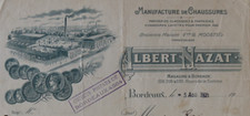 Facture BORDEAUX 1920 chaussure ALBERT NAZAT pantoufle illustrée 92