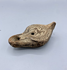 Lampe à huile en terre cuite, reproduction antique romaine décor cheval