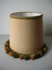 Ancien abat jour tissu et pompons années 1970/80 lampe vintage rétro