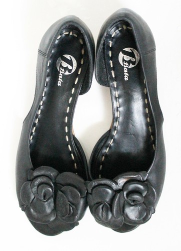 Bata ouvert noir cuir - ouvert, bout