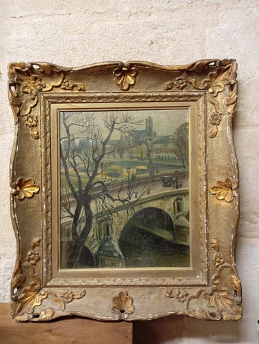 Peinture vue paris pont - peinture,