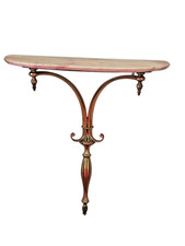 ANCIENNE CONSOLE D ENTRÉE COULOIR BRONZE ET MARBRE TABLE D APPOINT TABLEAU