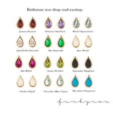 9ct or pierre de naissance rubover gouttes d'eau clous / boucles d'oreilles /