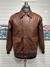 Blouson de pilote vintage en cuir marron vieilli pour homme en cuir véritable