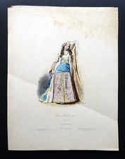 Gravure XIX colorisée mode