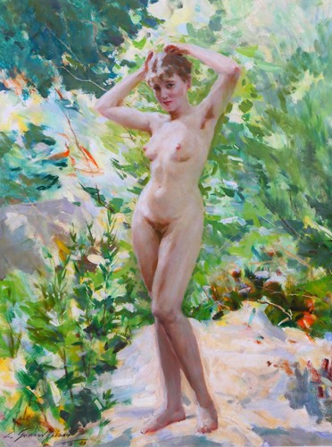 Tableau ancien femme nue - tableau,