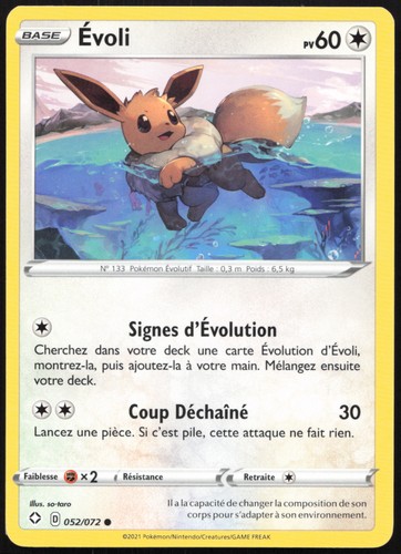 Carte pokémon évoli 052 - carte, 052/072