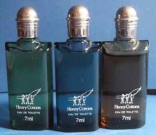 3 x Rare Mini Parfum Vintage 8 ml Miniature, HENRY COTTONS en Bleu Vert Rouge !!