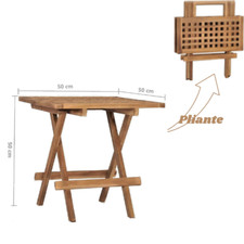 Table Pliable de Jardin 50x50x50 cm Bois de Teck, Mobilier Extérieur Camping