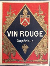 Etiquette de vin ancienne vin rouge supérieur