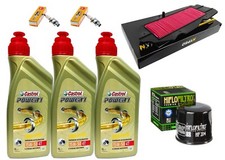 Set / Entretien Castrol 15W50 / Filtre à Huile Air Bougies Honda Argent Wing /