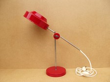 Ancienne Lampe Pirouette Articulé Métal Chromé Laqué Rouge Design Vintage