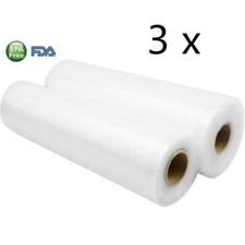 3 Rouleaux Sous Vide Gaufrés pour Machine Mise Sous Vide 20 cm X 5 m Sans BPA