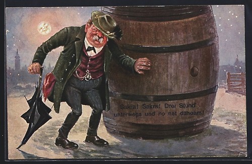 Carte postale ivre - , au