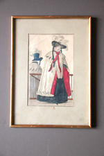 Gravure couleur encadrée représentant une femme. XIXe