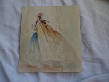 DESSIN AQUARELLE PAR E . KELLE 19 EME SIECLE BON ETAT 