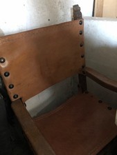 Fauteuil du 19ème assise et dossier cuir de Cordoue