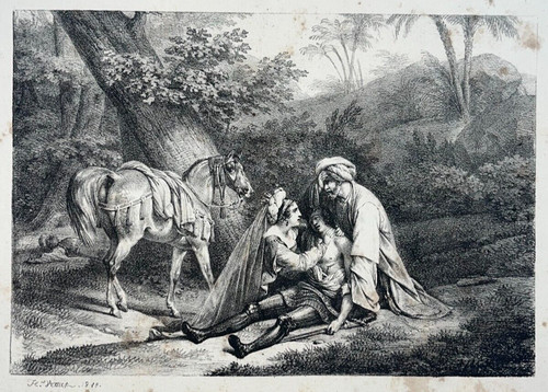 Mort tancrede lithographie - mort,