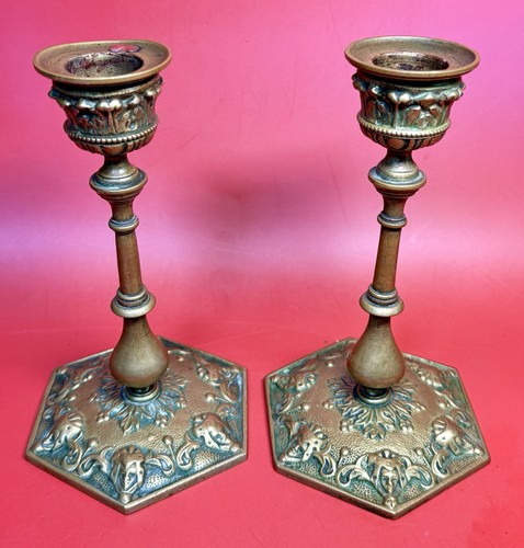 Paire bougeoirs bronze - de, en