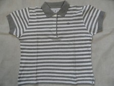 Polo court rayé gris blanc