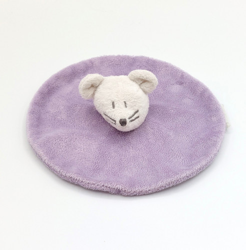 Doudou plat rond souris blanc