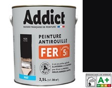 Peinture fer glycéro antirouille Noir mat 2.5L ADDICT décoration protection inté