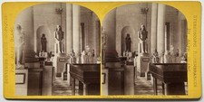 FRANCE PARIS Musée du Louvre Sculpture Egypte Photo Blanc c1880 Stereo Vintage 