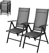 Lot de 2 chaises de jardin pliante en aluminium  premium camping terrasse balcon