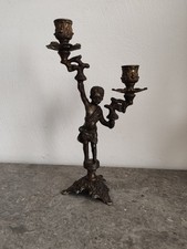 Bougeoir Ancien En Régule. Vintage. Double Bougeoir